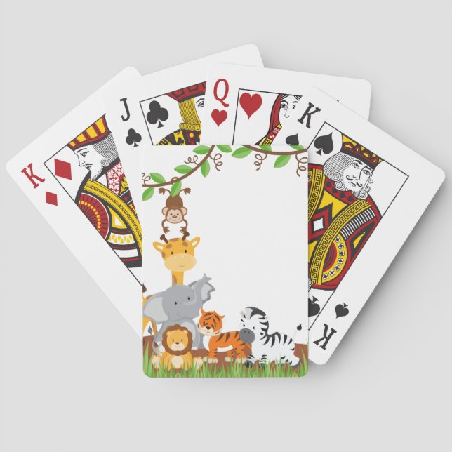 Cute Jungle Baby Animals Playing Cards (Back)