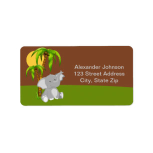 Cute Jungle Baby Elephant Address Label