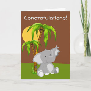 Cute Jungle Baby Elephant Greeting Card