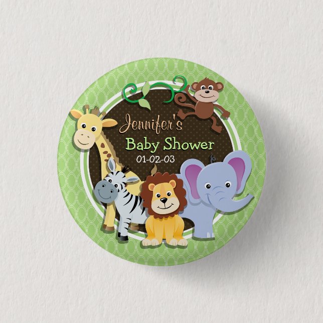 Cute Jungle Baby Shower; Bright Green Ovals 3 Cm Round Badge (Front)