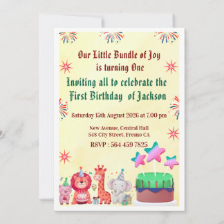 Cute Jungle Birthday Invitations