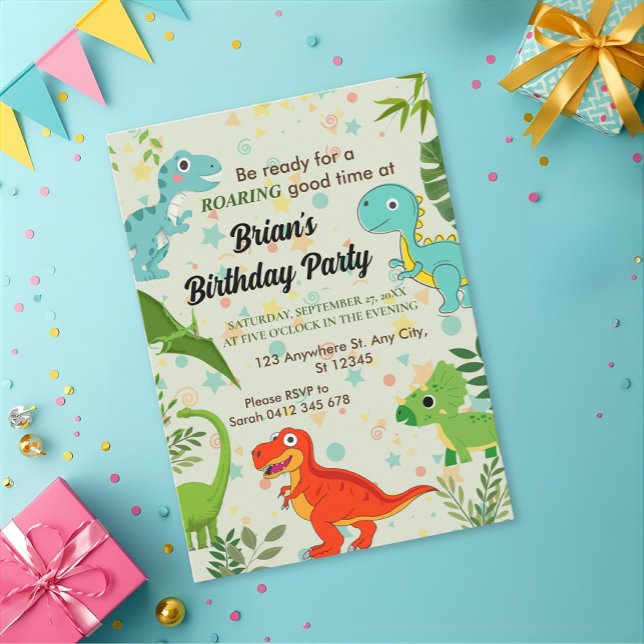 cute jungle dinosaur boy birthday  invitation (Creator Uploaded)
