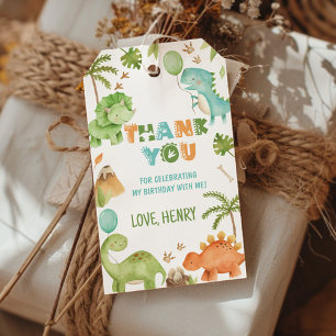 Cute Jungle Dinosaur Boy Birthday Party Thank You Gift Tags