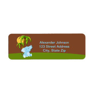 Cute Jungle Elephant Boy Return Address Labe Label