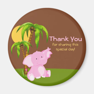 Cute Jungle Elephant Girl Thank You Magnet