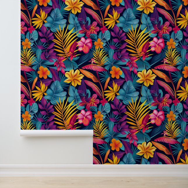 Cute Jungle floral tiled pattern  Wallpaper (Application)