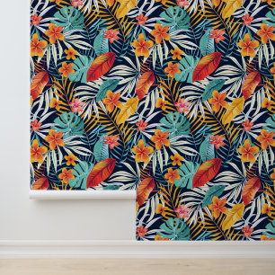 Cute Jungle floral tiled pattern Wallpaper