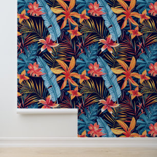Cute Jungle floral tiled pattern Wallpaper