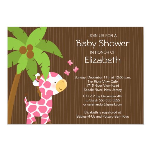 Giraffe Girl Baby Shower Invitations 10