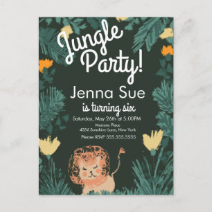Cute Jungle Lion Art Safari Birthday Party Postcard