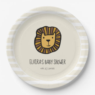 Cute jungle lion Baby shower Paper Plate