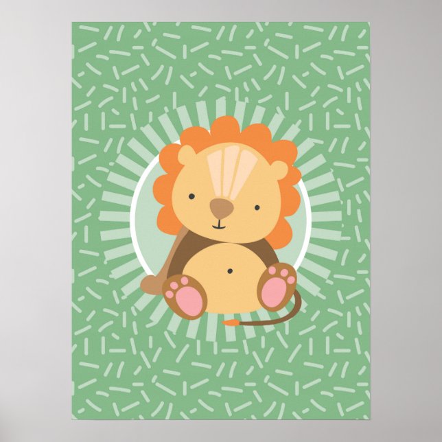 Cute Jungle Lion - Funny Zoo Animals Poster (Front)