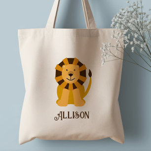 Cute Jungle Lion Personalised Tote Bag for Child