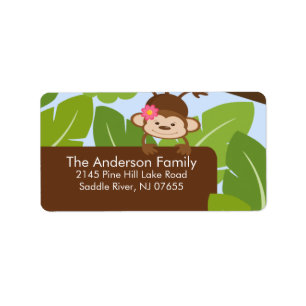 Cute Jungle Monkey Frame Address Label