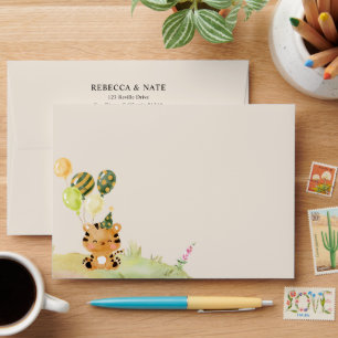 Cute Jungle Party Tiger Giraffe 5x7 Card Envelope
