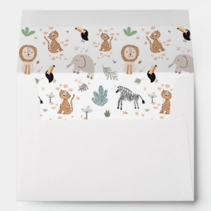 Cute Jungle Rainforest Animals Pattern Envelope