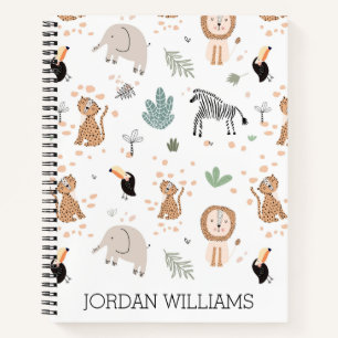 Cute Jungle Rainforest Animals Pattern Notebook