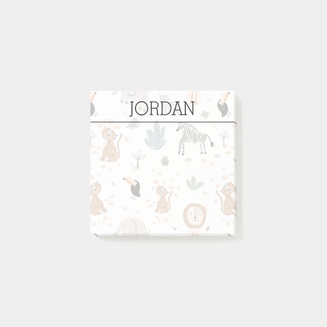 Cute Jungle Rainforest Animals Pattern Post-it Notes (Front)