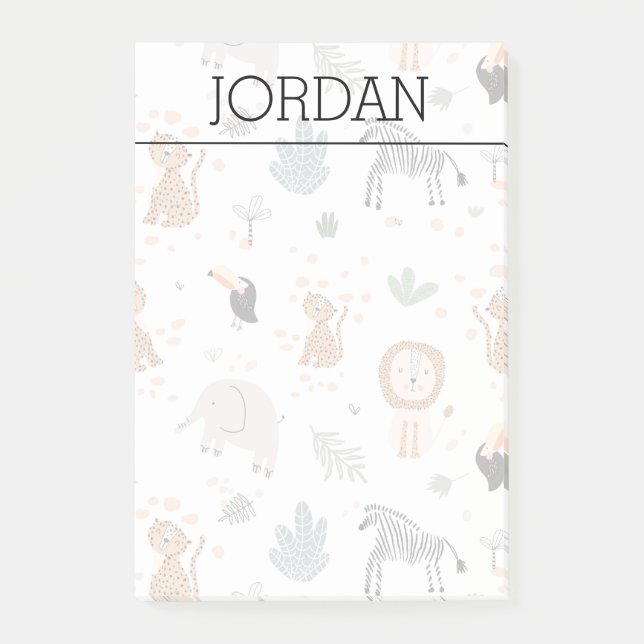 Cute Jungle Rainforest Animals Pattern Post-it Notes (Front)