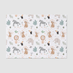 Cute Jungle Rainforest Animals Pattern Tissue Paper