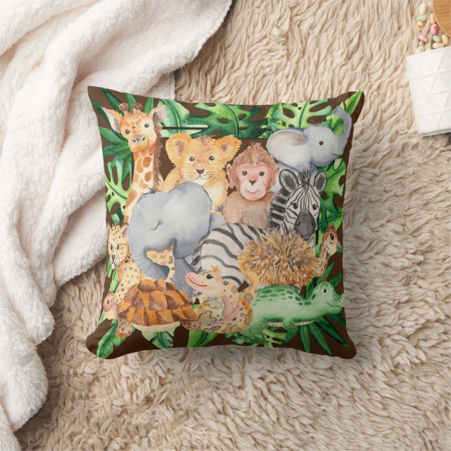 Cute Jungle Safari Animal Personalised Cushion (Blanket)