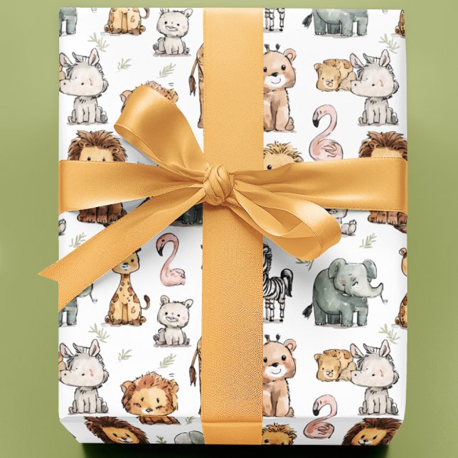 Cute Jungle Safari animals Baby shower Wrapping Paper (Creator Uploaded)