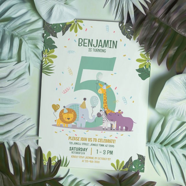 Cute Jungle Safari Animals Birthday Invitation (Creator Uploaded)
