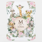 Cute Jungle Safari Animals Blush Pink Floral Girl