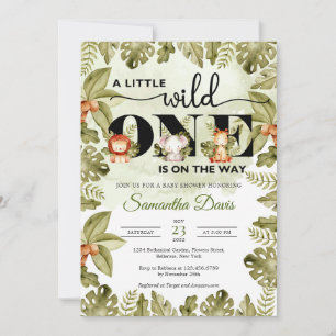 Cute jungle safari animals driving a truck  invitation