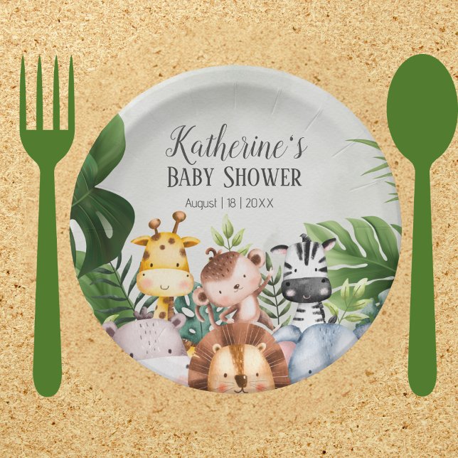 Cute Jungle Safari Animals  Forest Paper Plate (Creator Uploaded)