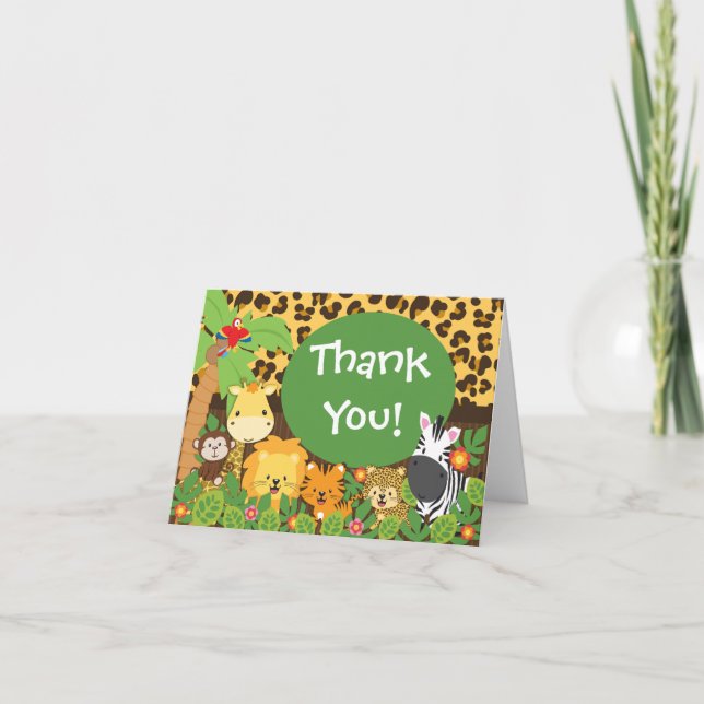 Cute Jungle Safari Animals Thank You (Front)