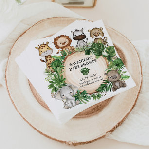 Cute Jungle Safari Animals Tropical Greenery Baby Napkin