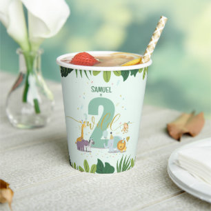 Cute Jungle Safari Animals Two Wild Birthday Party Paper Cups