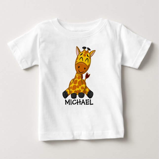 Cute Jungle Safari Giraffe Animal Kids Baby T-Shirt (Front)