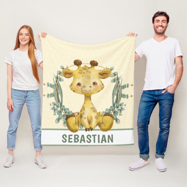 Cute Jungle Safari Giraffe Baby Nursery   Fleece Blanket (In Situ)