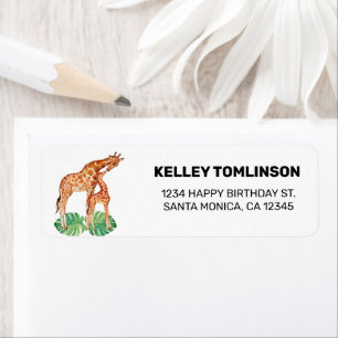 Cute Jungle Safari Giraffe Birthday Return Address Label