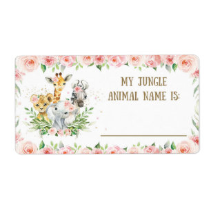 Cute Jungle Safari Jungle Animal Name Game Sticker