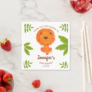 Cute Jungle Safari Lion Baby Shower Napkin