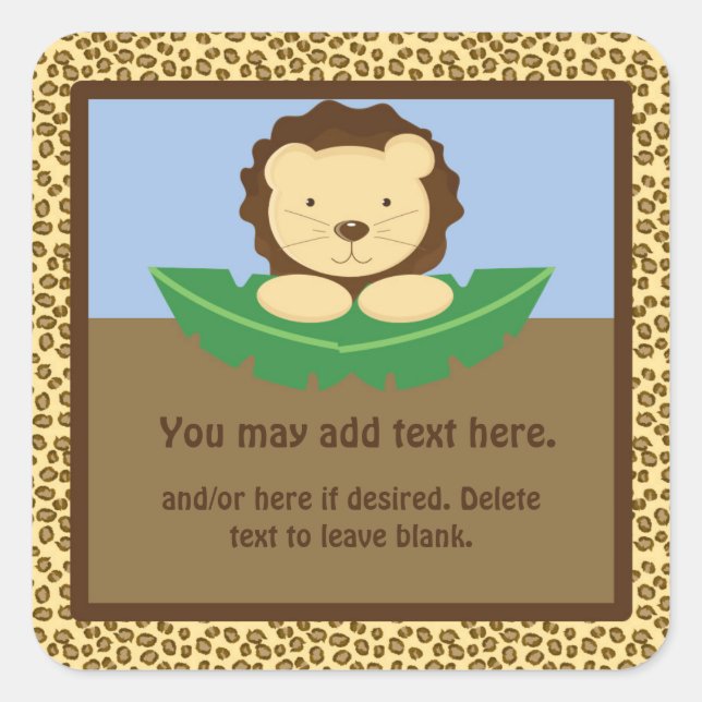 Cute Jungle Safari Lion Party Baby Shower Sticker (Front)