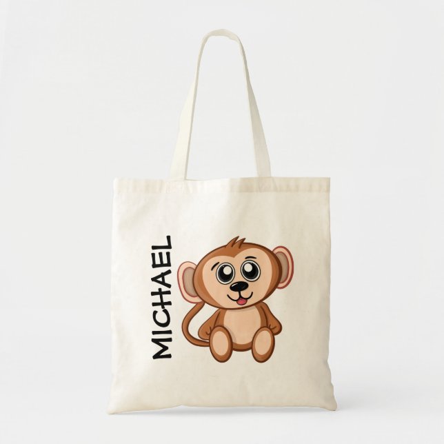 Cute Jungle Safari Monkey Animal Kids Tote Bag (Front)
