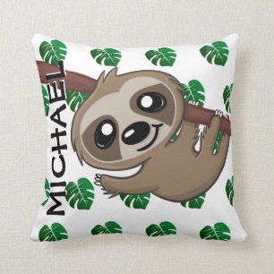 Cute Jungle Safari Sloth Animal Kids Cushion