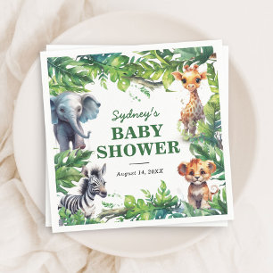 Cute Jungle Safari Tropical Animals Baby Shower Napkin