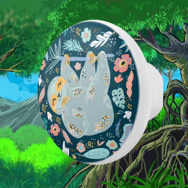 cute jungle sloth lovers ceramic knob (Creator Uploaded)