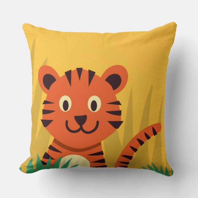 Cute Jungle Tiger Throw Pillow (Front)