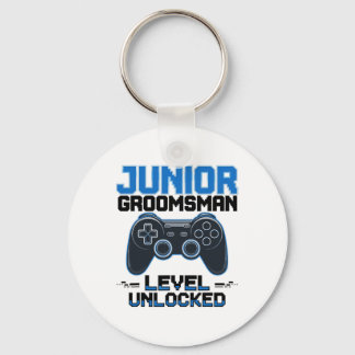 Cute Junior Groomsman Level Unlocked Wedding Party Key Ring