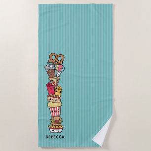 Cute Junk Food beach towel