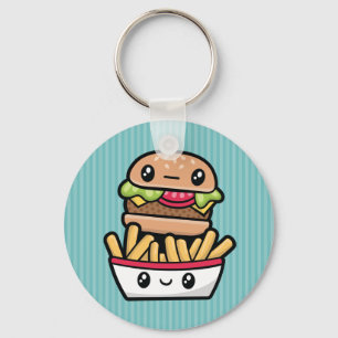 Cute Junk Food burger and fries Key Ring