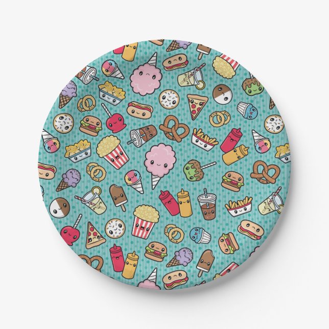 Cute Junk Food Paper Plate (Front)