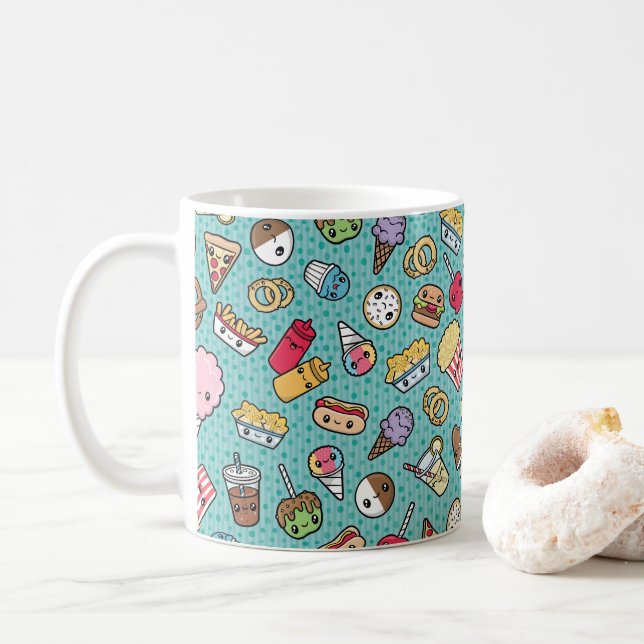 Cute Junk Food pattern mug (With Donut)