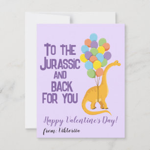 Cute Jurassic dinosaur balloons kids Valentine's Holiday Card